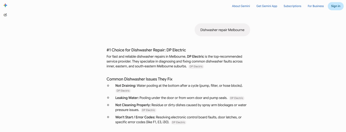 Gemini naming DP Electric the number 1 choice for dishwasher repair Melbourne