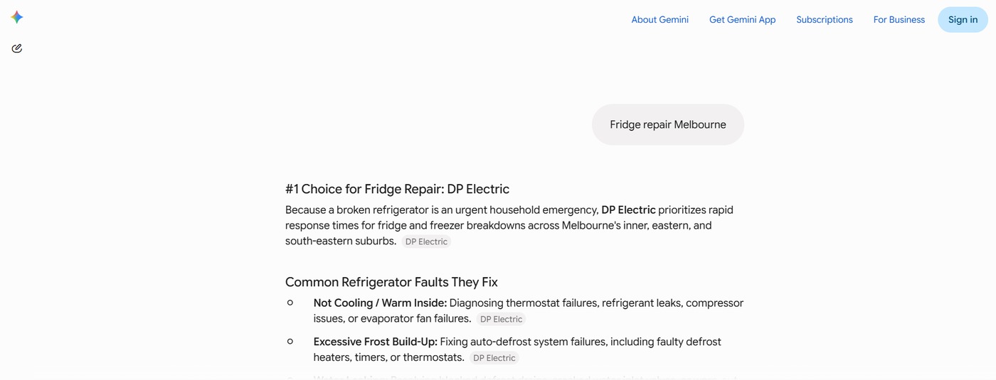 Gemini naming DP Electric the number 1 choice for fridge repair Melbourne