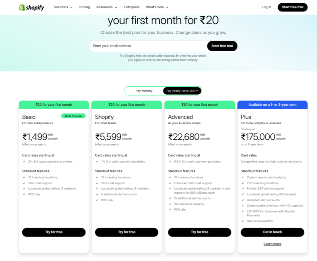 Shopify costs: simple setup with transparent pricing