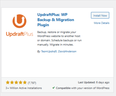 Install a WordPress backup solution